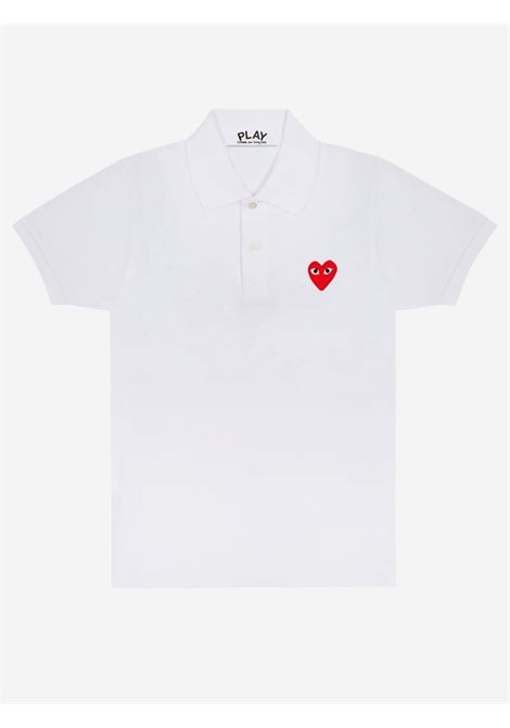 play polo shirt unisex white in cotton COMME DES GARÇONS PLAY | AX-T006-0515